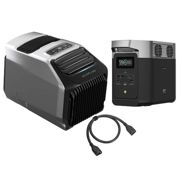 EcoFlow 5100 BTU Portable Air Conditioner Wave 2 Cools 100 sq.ft. with Heater and Delta Max1600 Battery andXT150 Cable