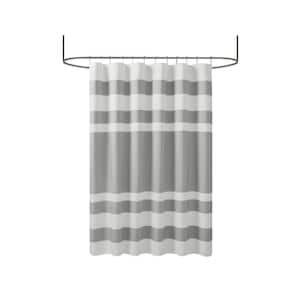 Spa Waffle 72 in. x 84 in. Gray Shower Curtain with 3M Treatment
