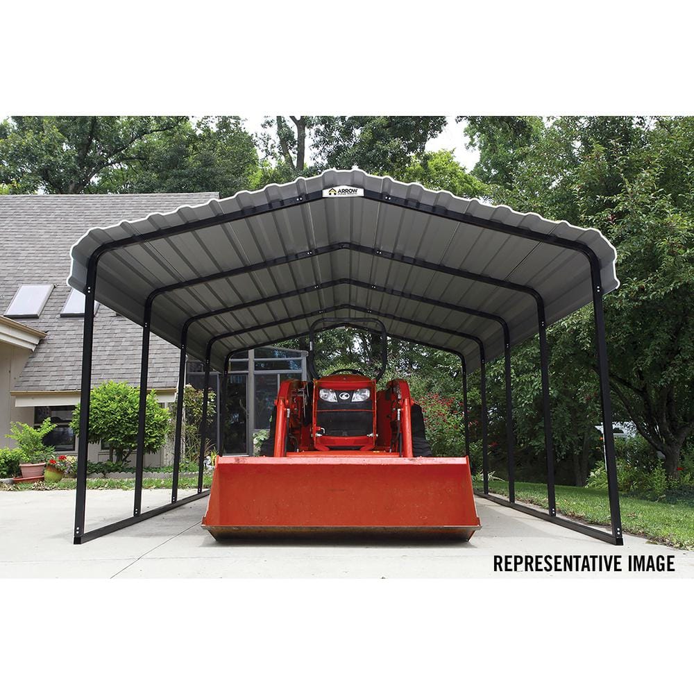 10 ft. x 29 ft. Black and Eggshell Galvanized Steel Carport