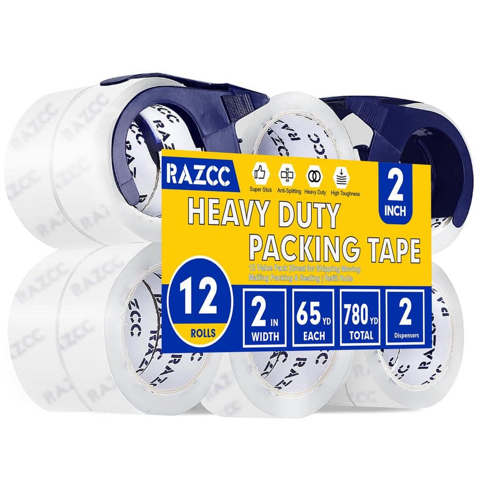 2 in. x 65 Yards Per Roll 12 Rolls Heavy Duty Clear Packaging Tape for Pack