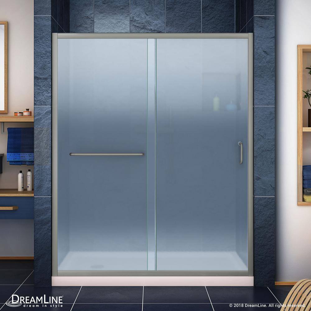 Infinity-Z 60" x 34" Brushed Nickel Frameless Sliding Shower Kit