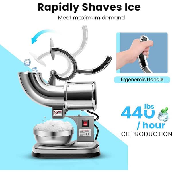 OKF Ice Shaver Prevent Splash Electric Three Blades Snow Cone Maker 380W  Stainless Steel Shaved Ice Machine 286lbs/hr Home and Commercial Ice  Crushers