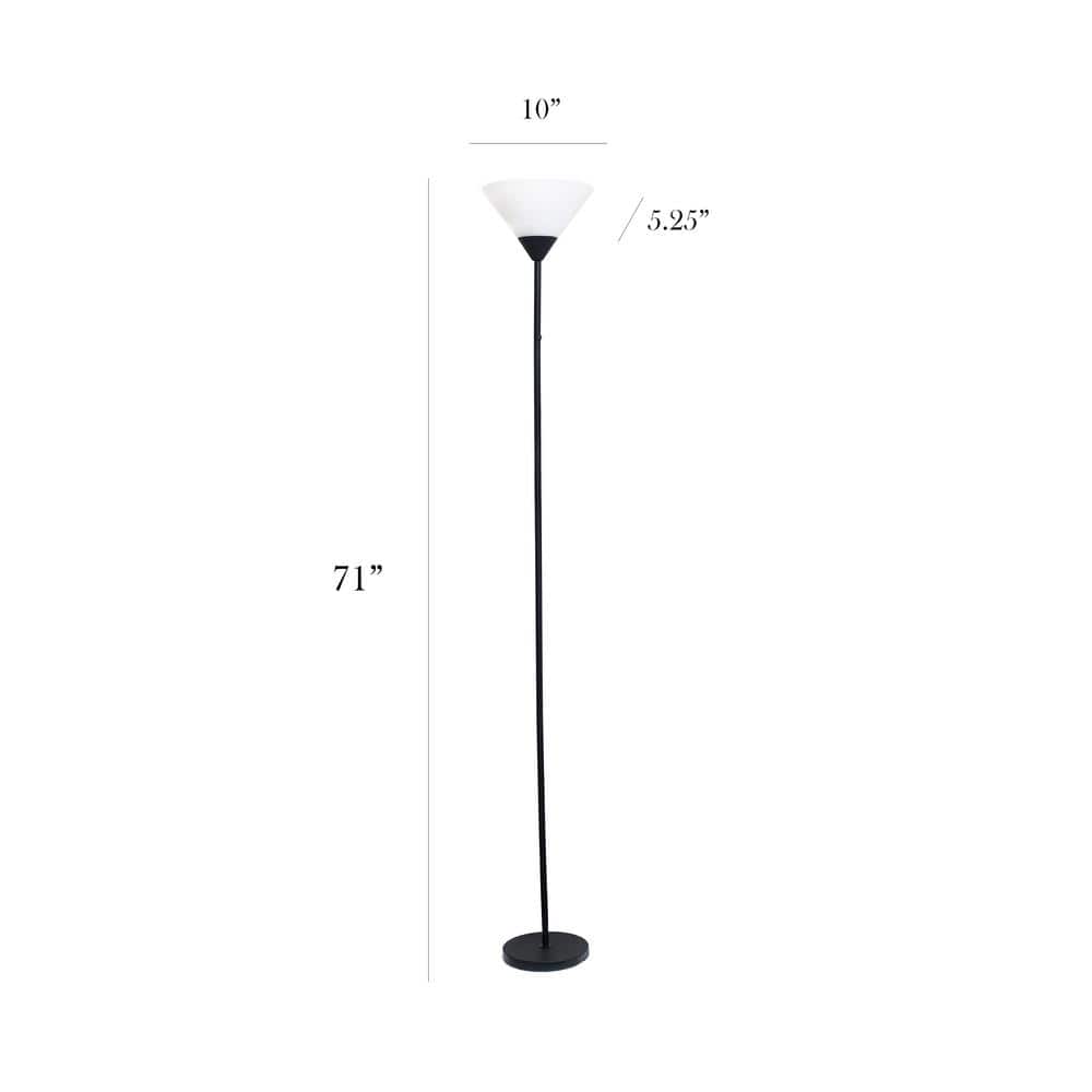 Adjustable Black Metal Torchiere Floor Lamp with White Shade