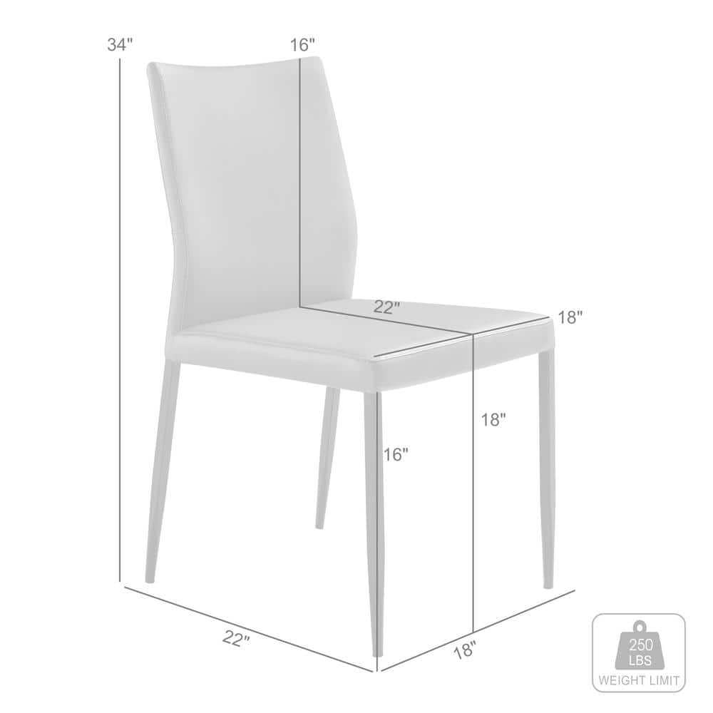 Brown Faux Leather Parsons Side Chair with Black Metal Legs