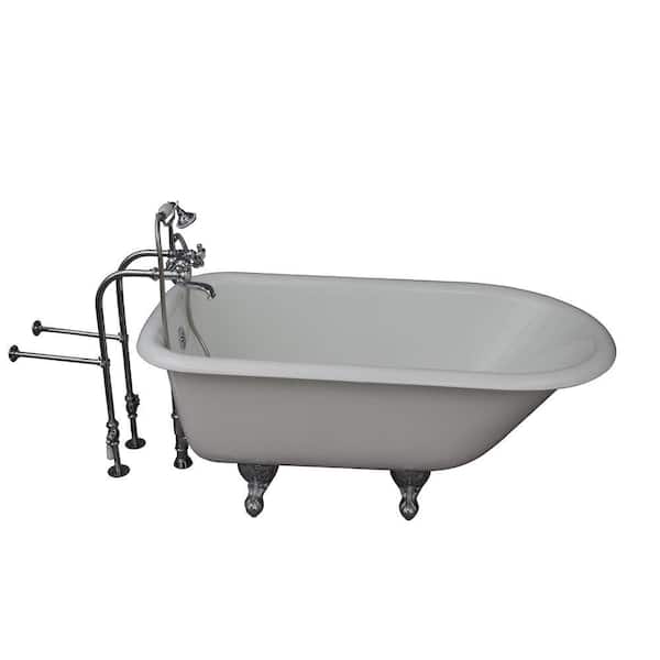 Barclay Products 4.5 ft. Cast Iron Ball and Claw Feet Roll Top Tub in White with Polished Chrome Accessories
