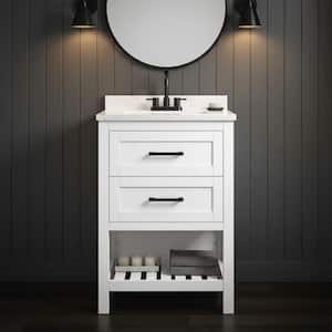 Autumn 24 in. Single Sink Freestanding White Bath Vanity with White Engineered Stone Top (Assembled)