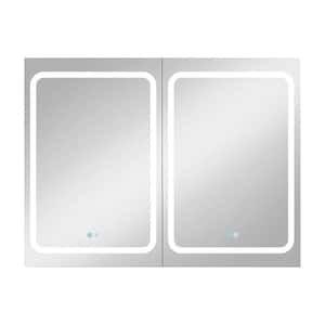 40 in. W x 30 in. H Black Rectangle Aluminum Recessed or Surface Mount Medicine Cabinet, Medicine Cabinet with Mirror