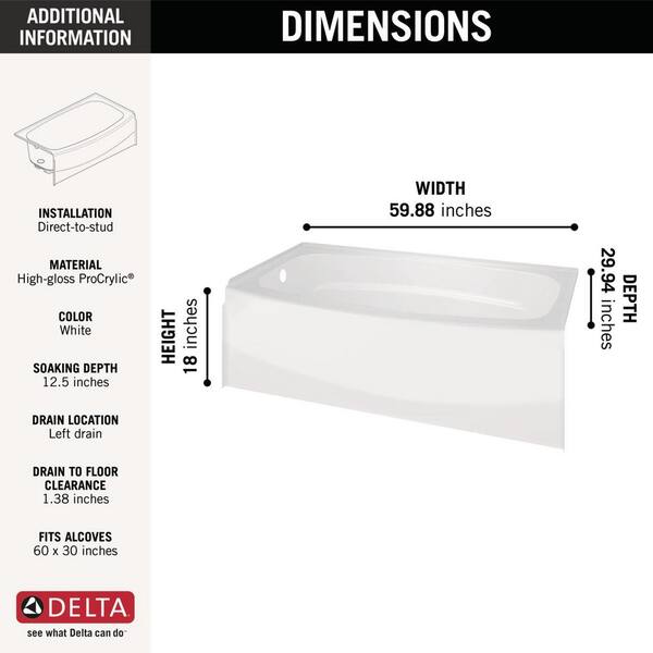 Classic 400 Curve 30 in. x 60 in. x 80 in. Bath and Shower Kit with Left-Hand Drain in White Classic 400 Curve 30 in. x 60 in. x 80 in. Bath and Shower Kit with Left-Hand Drain in White