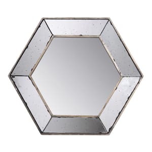 21 in. W x 18 in. H Hexagon Framed Silver Mirror with Contemporary Glass Design,Home Decor Accent Mirror for Living Room