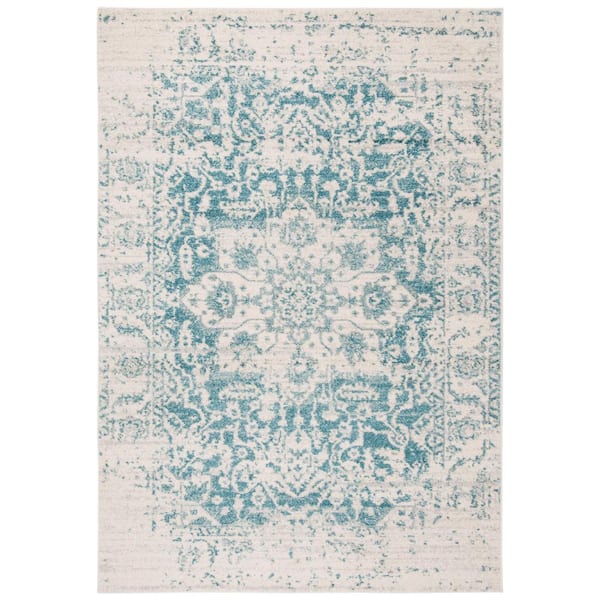 Madison Teal/Ivory 7 ft. x 9 ft. Geometric Area Rug