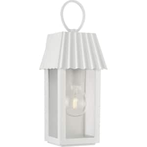 Jeffrey Alan Marks Point Dume Hook Pond Collection Hardwired 1-Light Shelter White 16.5 in. LED Outdoor Lantern Sconce