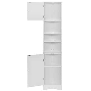 14.60 in. W x 9.7 in. D x 66.90 in. H White Linen Cabinet, Multi-Functional Corner Cabinet Tall Bathroom Cabinet