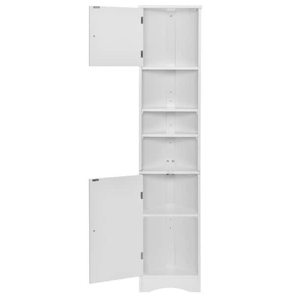 Unbranded 14.60 in. W x 9.7 in. D x 66.90 in. H White Linen Cabinet, Multi-Functional Corner Cabinet Tall Bathroom Cabinet