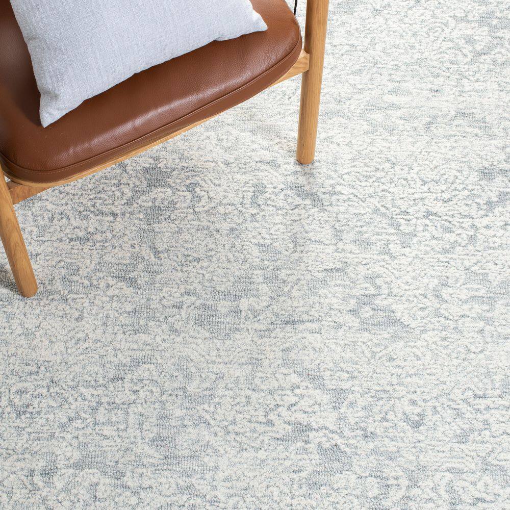Light Gray Floral Hand-Tufted Wool Runner Rug