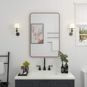 24 in. W x 36 in. H Rectangular Framed Wall Bathroom Vanity Mirror in Walnut