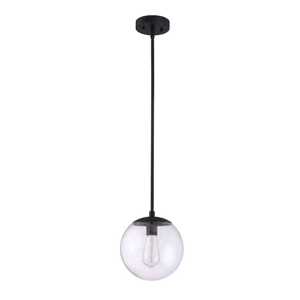 Photo 1 of Gracelyn 9 in. 1-Light Matte Black Pendant