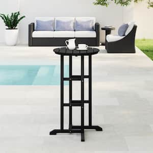 Laguna 24 in. Round Pub Height HDPE Plastic Dining Outdoor Bar Bistro Table in Black