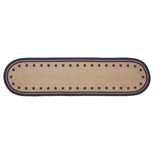 My Country 12 in. W x 48 in. L Navy Geometric Stars Cotton Blend Oval Table Runner
