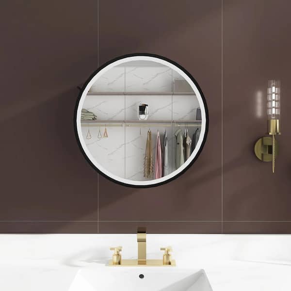 Boosicavelly 24 in. W x 24 in. H Round Metal Medicine Cabinet with Mirror