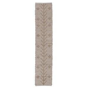 14 in. W x 72 in. L Natural Geometric 2-Sided Handwoven Seagrass and Cotton Table Runner