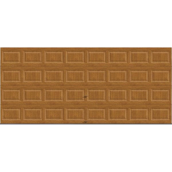 Classic Steel Short Panel 16ft x 7ft Insulated 12.9 R-Value Wood Look Medium Garage Door without windows