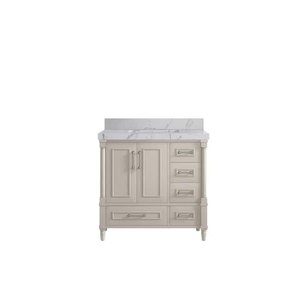 Willow Collections Hudson 36 in. W x 22 in. D x 36 in. H Single Sink Bath Vanity Center in Fine Grain with 2 in. Venatino Quartz Top