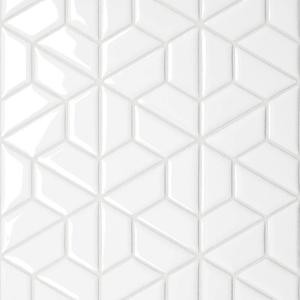Sample-Le Cafe 4 in. x 5 in. White Porcelain Mosaic Tile price history on PriceWatchPro