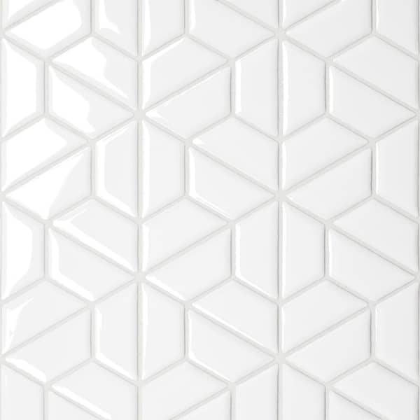 Le Cafe 11 in. x 13 in. White Porcelain Mosaic Tile (9.6 sq. ft. /Case)