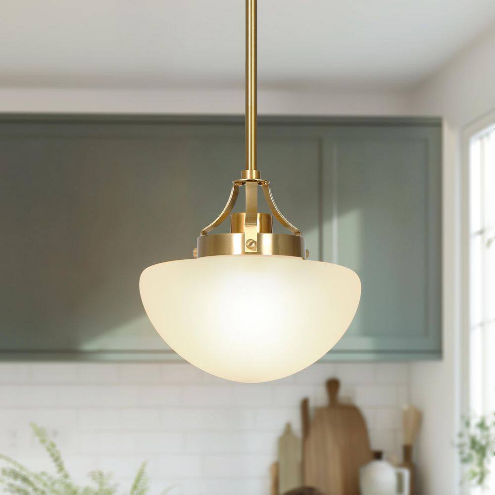 Modern 60-Watt 1-Light Plated Natural Brass Jellyfish Pendant Light with White Frosted Glass price history on PriceWatchPro