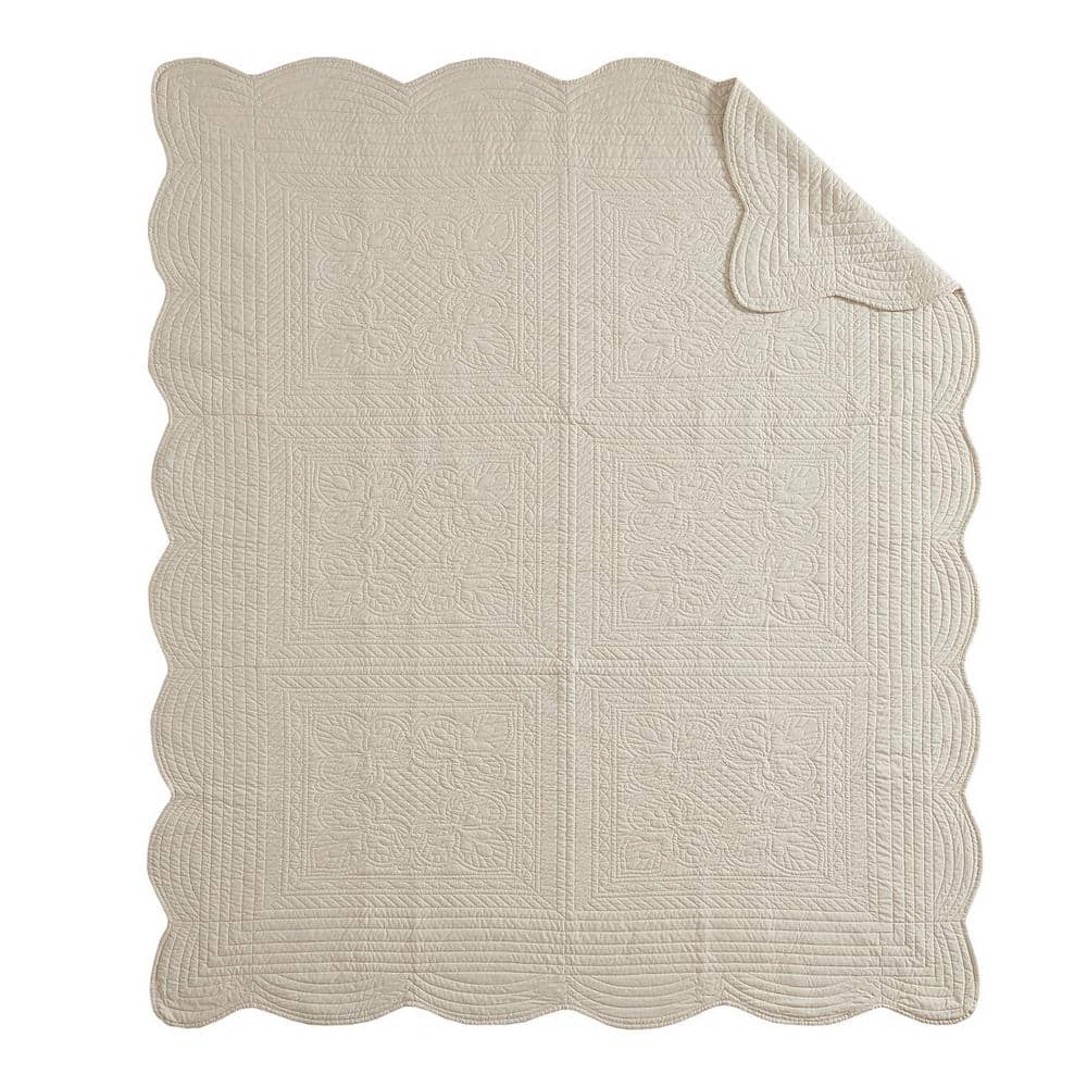 60 in. W x 72 in. H Cream Cotton Oversized Quilted Throw Blanket price history on PriceWatchPro