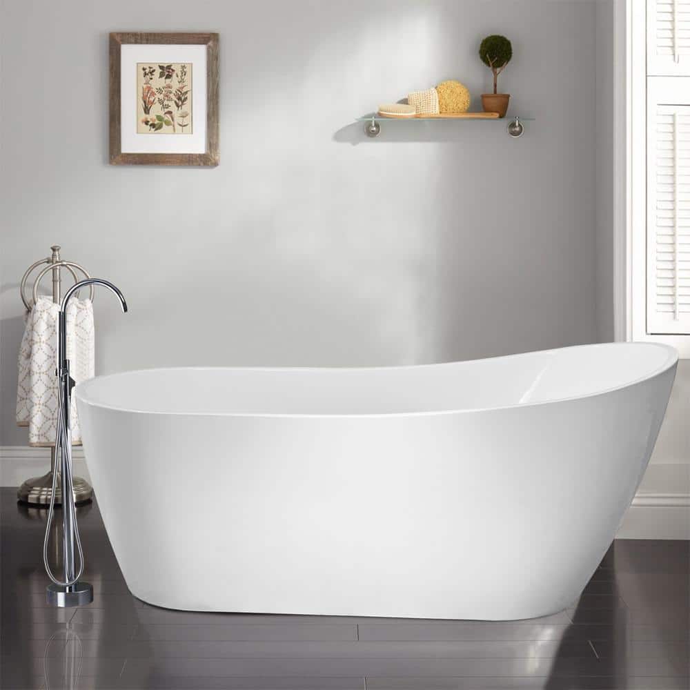 Amara 59" White Acrylic Freestanding Soaking Bathtub