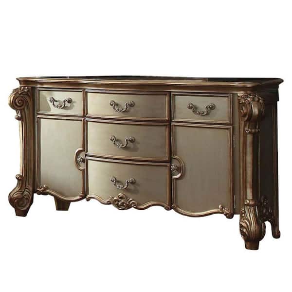 HomeRoots Amelia Gold Patina and Bone 5-Drawers 71 in. Dresser