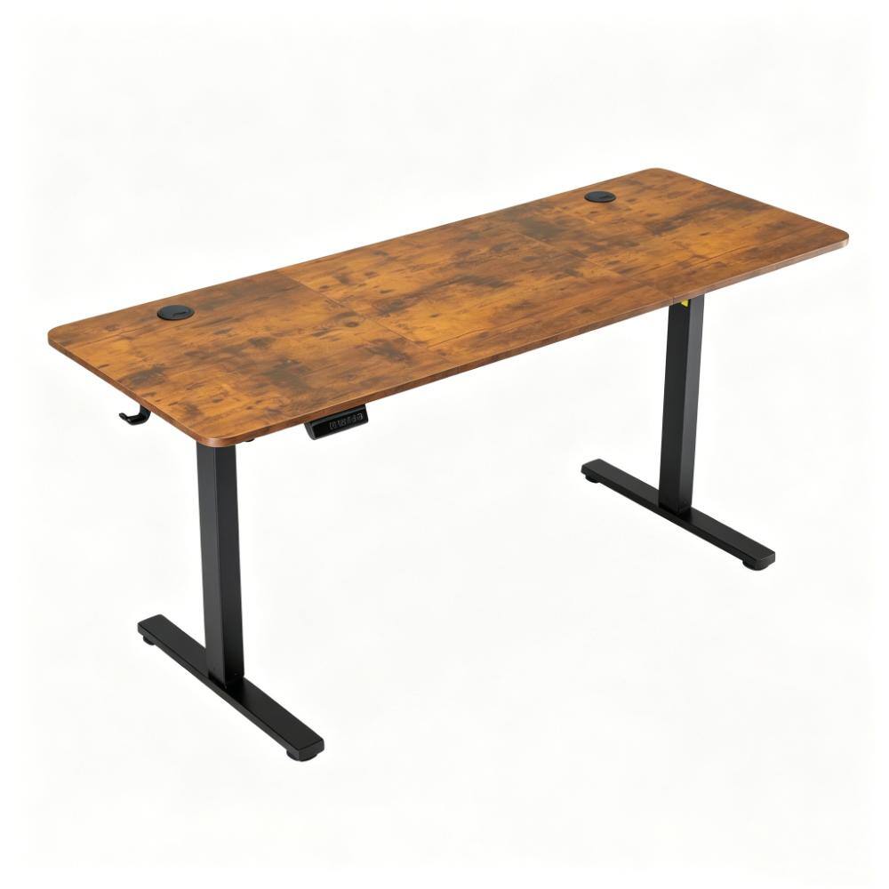 63 x 24 in. Electric Rustic Brown Adjustable Height Rising Standing Desk with 3 Splice Board Desktop, 2 Hook & Wire Hole price history on PriceWatchPro