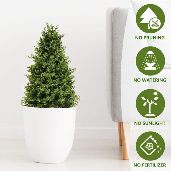 2.5 ft. Artificial Boxwood Topiary Tree with Ground Spikes, Faux