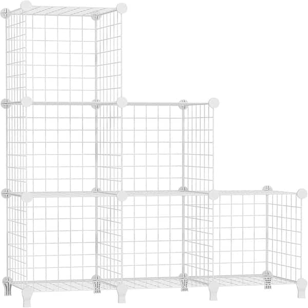 37.5 in. H x 35.5 in. W x 11.8 in. D White Metal 6- Cube Organizer