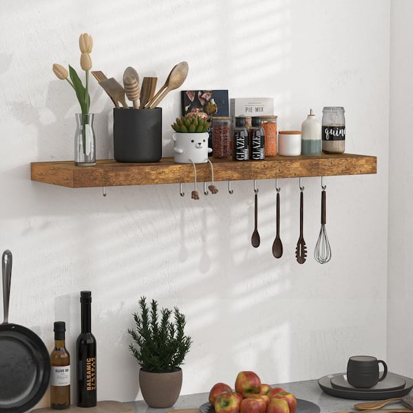 36 in.W x 10.3 in.D Floating Shelves,Wall Mounted,with Invisible Brackets,Decorative Wall Shelf,Rustic Brown, (Set of 1)