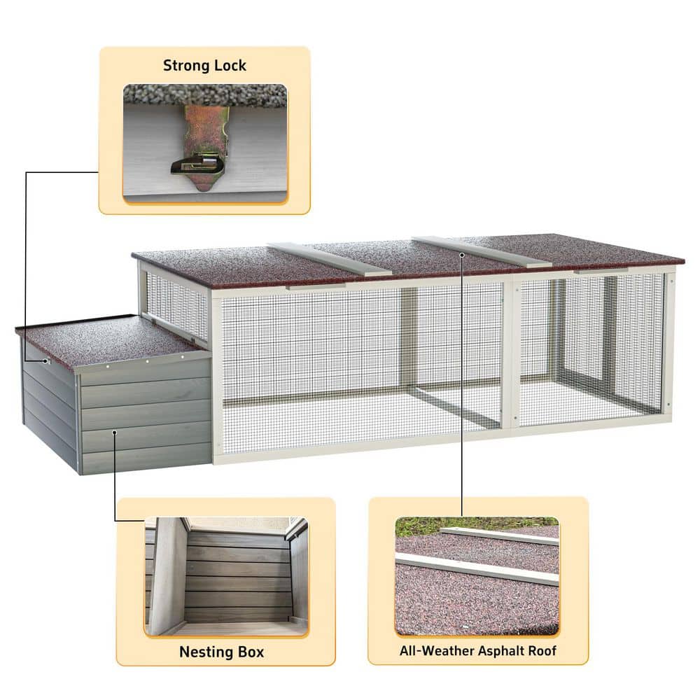 GOGEXX 85.3 in. x 38.6 in. Wood Outdoor Chicken Coop with 20.93 ft