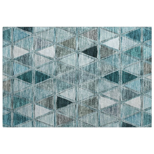 Dream Shag Premium Machine Washable Abstract ADS722 Teal 2 ft. x 3 ft. Accent Rug