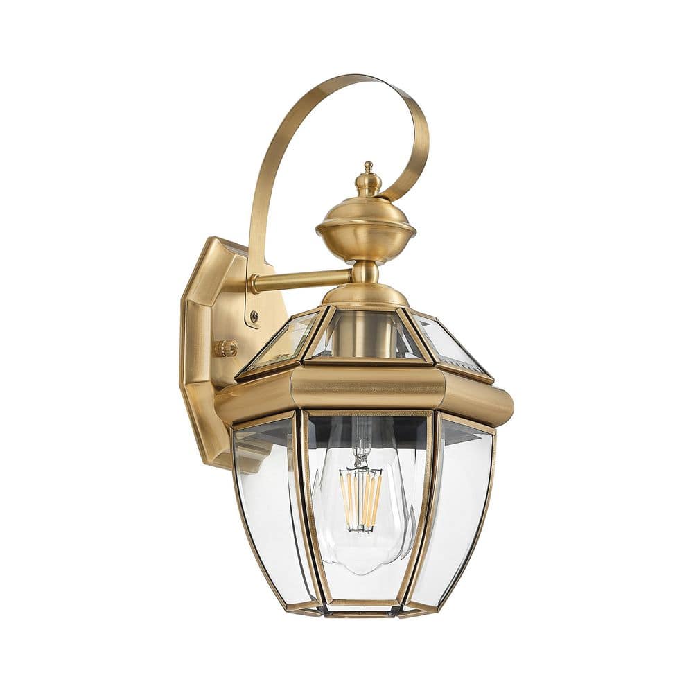 1-Light Transitional Brass Outdoor/Indoor Clear Glass Lantern Wall Sconce price history on PriceWatchPro