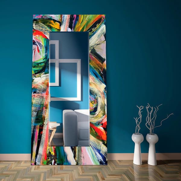 72 in. x 36 in. Rock Star I Rectangle Framed Printed Tempered Art Glass Beveled Accent Mirror