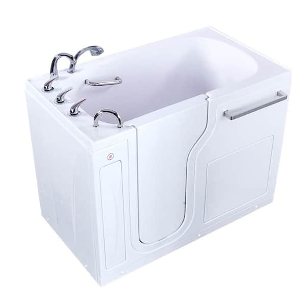 Amluxx Aqua 52 in. Acrylic Walk-In Soaking Bathtub in White w/ Left Door, Heated Seat, Fast Fill 3/4 in. Faucet,2 in. LHS Drain