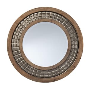 Arajuno 28 in. W x 28 in. H Round Framed Natural Mirror