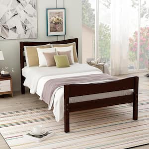 41.9 in. W Espresso Twin Size Wood Frame Platform Bed with Headboard and Wooden Slat Support