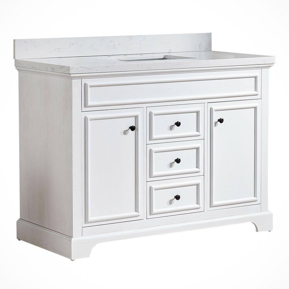 48 in. White Bath Vanity with Carrara White Cultured Marble Top, Single Sink, Fully Assembled price history on PriceWatchPro