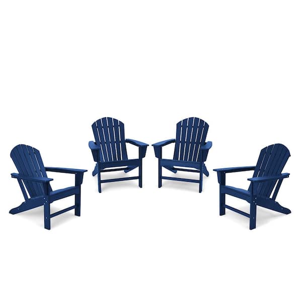 EDYO LIVING Navy Blue 4-Piece Plastic Patio Conversation Set (4-Piece Adirondack Chair)