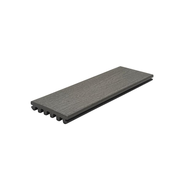 Enhance Basics 1 in. x 6 in. x 12 ft. Clam Shell Grooved Edge Grey Composite Deck Board