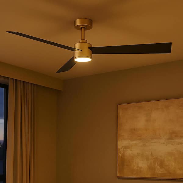 HINKLEY Speck 52.0 in. Indoor/Outdoor Integrated LED Heritage Brass Ceiling Fan with Remote Control