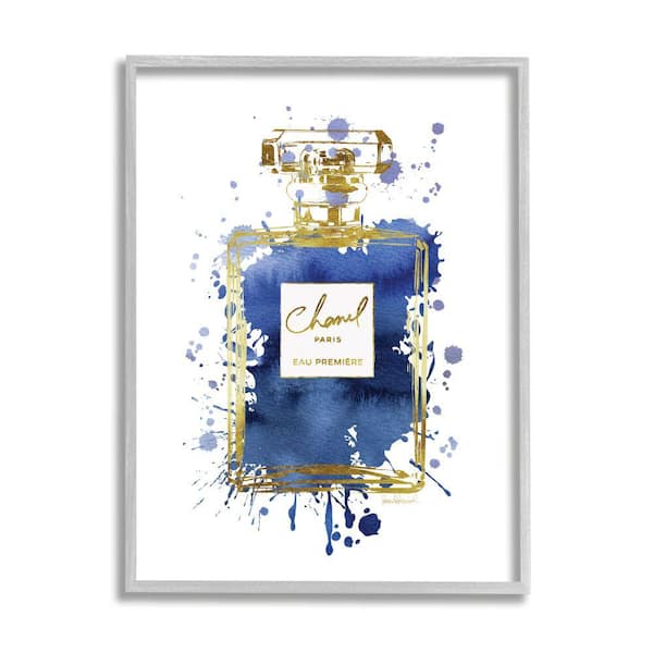 Stupell Industries "Blue Pop Splash Glam Fragrance Bottle" by Amanda Greenwood Framed Abstract Wall Art Print 11 in. x 14 in.