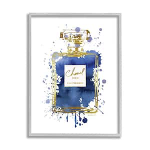 "Blue Pop Splash Glam Fragrance Bottle" by Amanda Greenwood Framed Abstract Wall Art Print 16 in. x 20 in.