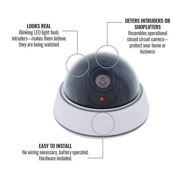 Dummy Fake Security Camera, With Red LED Light At Night, For Home And Es Security Indoor/Outdoor - Walmart Supplies